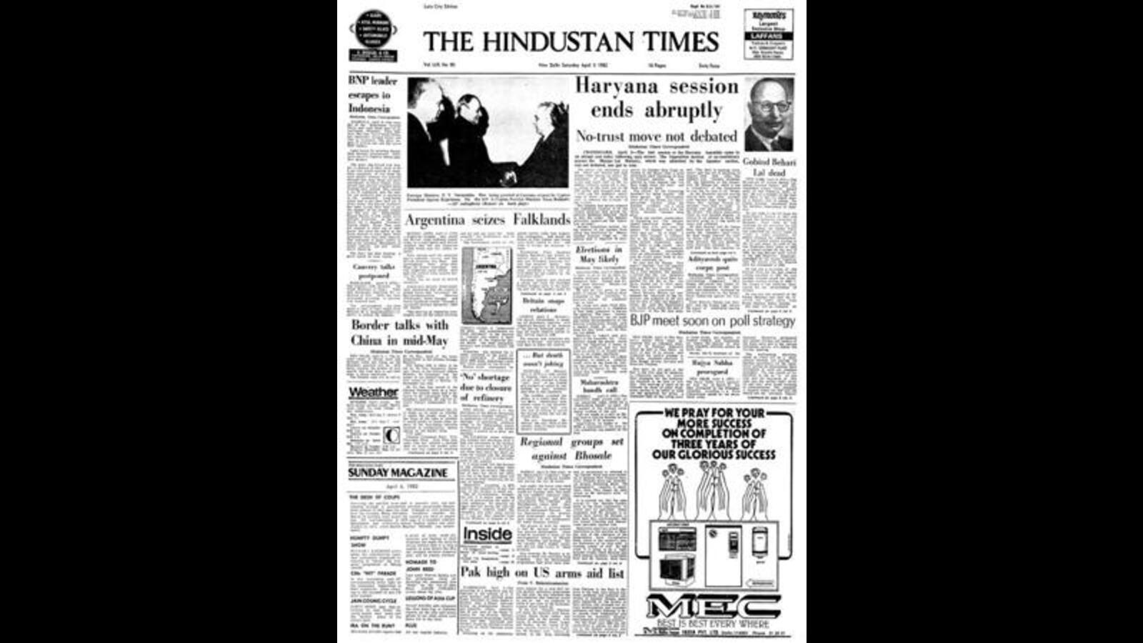 HT Hoy: 3 de abril de 1982 – Argentina conquista las Islas Malvinas |  Últimas noticias India