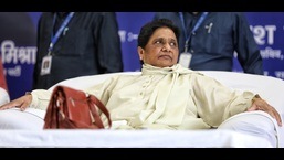 BSP chief Mayawati with four party leaders from Agra division on charges of indiscipline.  (File photo)