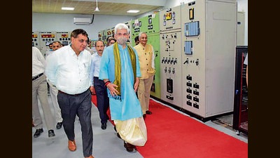 J&K Lt governor Manoj Sinha during the inauguration of a power project in Jammu on Thursday. (HT Photo) J&K Lt governor Manoj Sinha during the inauguration of a power project in Jammu on Thursday. (HT Photo)