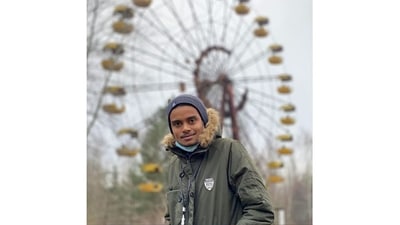 In March 2021, he visited a very different Ukraine from the pictures of war-torn devastation we see today. Above is an image from Pripyat, which was evacuated after the accident at the Chernobyl Nuclear Power Plant in 1986 and has been a ghost town since. 