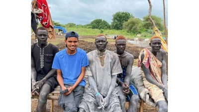 Mingling with the cattle-herding Mundari tribe in South Sudan, Yadav learnt the secret to their orange-brown hair: cow-urine baths. The urine acts as a bleach. “They Mundari are very protective of their cattle and depend on them for everything,” Yadav says. The whole point of being a traveller is to learn about customs and cultures first-hand, he adds, so he spends as much time he can with locals, trying regional delicacies and listening to stories of their way of life. 
