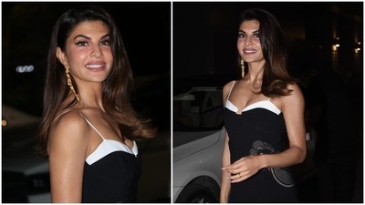 Jacqueline Fernandez kept her makeup subtle and went for the peachy glow look with slightly winged eyes. (HT Photo/Varinder Chawla) Jacqueline Fernandez kept her makeup subtle and went for the peachy glow look with slightly winged eyes. (HT Photo/Varinder Chawla)