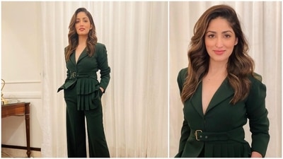 The blazer suit has a twist to the classic adaptation with a pleating effect that makes the outfit stand out. (Instagram/@yamigautam) The blazer suit has a twist to the classic adaptation with a pleating effect that makes the outfit stand out. (Instagram/@yamigautam)