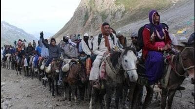 The Amarnath Yatra Shrine Board has sought a meeting with the ministry of information and broadcasting to adequately publicise the upcoming pilgrimage. (HT FILE PHOTO.)