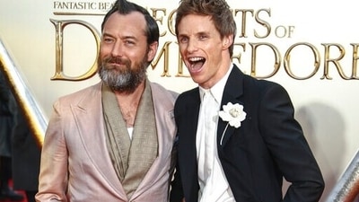 Jude Law, left, and Eddie Redmayne pose for photographers. (Joel C Ryan/Invision/AP) Jude Law, left, and Eddie Redmayne pose for photographers. (Joel C Ryan/Invision/AP)