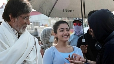Amitabh Bachchan and Rashmika Mandanna on the sets of their upcoming film Goodbye. Amitabh Bachchan and Rashmika Mandanna on the sets of their upcoming film Goodbye.