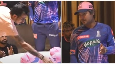 Yuzvendra Chahal (L) and Kumar Sangakkara (YouTube/Rajasthan Royals)