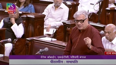 Derek O'Brien shared a couple of beautiful verses in a parting note to retiring Rajya Sabha MPs.&nbsp; (Sansad TV )