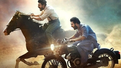 Ram Charan and Jr NTR in a still from RRR. Ram Charan and Jr NTR in a still from RRR.