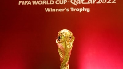 General view of the FIFA World Cup trophy. (REUTERS)