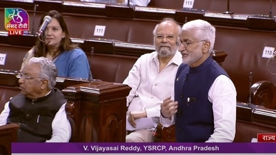 Vijayasai Reddy delivered his farewell speech in Rajya Sabha on Thursday. (Sansad TV) (Twitter) Vijayasai Reddy delivered his farewell speech in Rajya Sabha on Thursday. (Sansad TV) (Twitter)