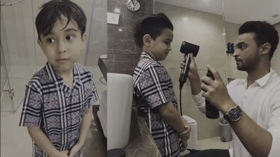 Aayush Sharma's son Ahil before and after the makeover.&nbsp;