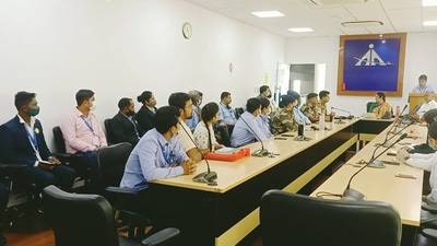 Sign language training underway at the Lal Bahadur Shastri International Airport (LBSIA), Varanasi, on Thursday. (HT Photo)