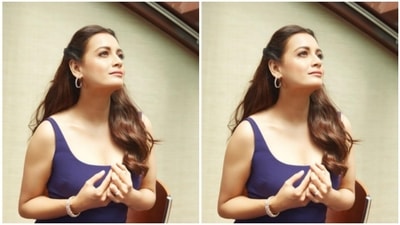 In silver hoop earrings from Mahesh Notandass Fine Jewellery and orange stilettos, Dia looked fashion-ready. (Instagram/@diamirzaofficial)