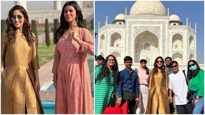 Yami Gautam got some pictures clicked with her fans in front of the Taj Mahal and shared the pictures on her Instagram handle. (Instagram/@yamigautam) Yami Gautam got some pictures clicked with her fans in front of the Taj Mahal and shared the pictures on her Instagram handle. (Instagram/@yamigautam)