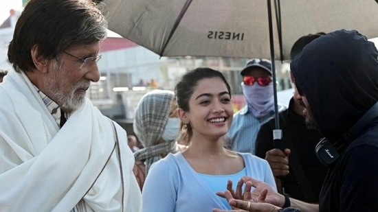 Amitabh Bachchan and Rashmika Mandanna on the sets of their upcoming film Goodbye. Amitabh Bachchan and Rashmika Mandanna on the sets of their upcoming film Goodbye.