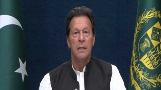 Pakistan PM Imran Khan addressing his nation on Thursday (ANI)