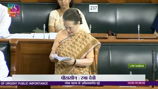 Sonia Gandhi addressed the parliament on Thursday. 