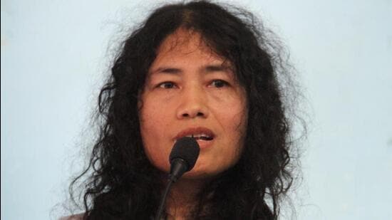 Irom Chanu Sharmila left Manipur after the 2017 state elections and lives in Karnataka with her husband Desmond Coutinho and her daughters. (HT File Photo/Leivon Jimmy) Irom Chanu Sharmila left Manipur after the 2017 state elections and lives in Karnataka with her husband Desmond Coutinho and her daughters. (HT File Photo/Leivon Jimmy)