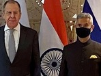 Russian foreign minister Sergey Lavrov (left) with India’s external affairs minister S Jaishankar in New Delhi. (ANI)