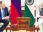 Russia’s foreign minister Sergey Lavrov with Prime Minister Narendra Modi on Friday. (ANI)