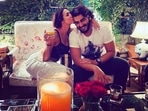 Malaika Arora with Arjun Kapoor in a loved-up photo.&nbsp;