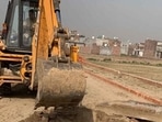 Illegal farmhouses in Noida demolished. (HT PHOTO) Illegal farmhouses in Noida demolished. (HT PHOTO)