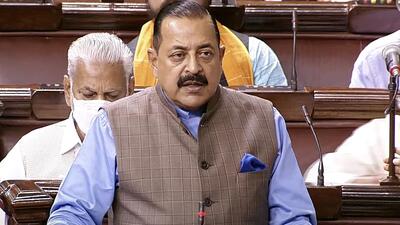 Minister of state for science and technology Jitendra Singh in the Parliament. (ANI Photo)