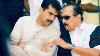 MDMK chief G Vaiko with son Durai Vaiko. (HT Photo) MDMK chief G Vaiko with son Durai Vaiko. (HT Photo)