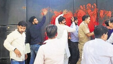 Protesters vandalising the CM’s residence on Wednesday. (Sourced)