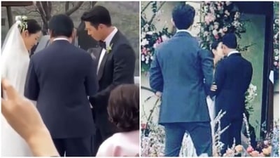 Hyun Bin and Son Ye-jin at their wedding.