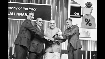 Sanjiv Bajaj, Nanoo Pamnani, Amit Shah and Rajeev Jain at the event on 30 November 2019 where Rahul Bajaj asked some tough questions. (Rahul Bajaj; An Extraordinary Life by Gita Piramal) Sanjiv Bajaj, Nanoo Pamnani, Amit Shah and Rajeev Jain at the event on 30 November 2019 where Rahul Bajaj asked some tough questions. (Rahul Bajaj; An Extraordinary Life by Gita Piramal)