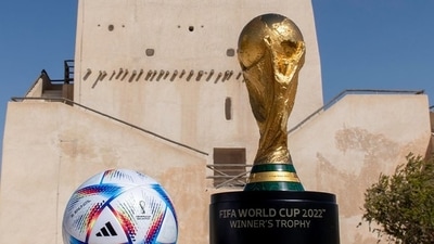 FIFA World Cup 2022 trophy. (Twitter/FIFAWorldCup) FIFA World Cup 2022 trophy. (Twitter/FIFAWorldCup)