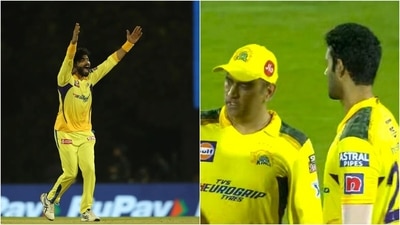 Ravindra Jadeja; MS Dhoni with Shivam Dube (IPL/Twitter) Ravindra Jadeja; MS Dhoni with Shivam Dube (IPL/Twitter)