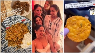 Kareena Kapoor, Malaika Arora and Masaba Gupta shared food with each other.