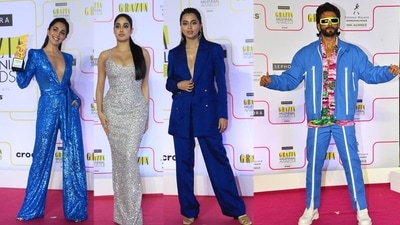 Kiara Advani, Janhvi Kapoor, Tejasswi Prakash and Ranveer Singh at Grazia Millenial Awards on Thursday. (Varinder Chawla) Kiara Advani, Janhvi Kapoor, Tejasswi Prakash and Ranveer Singh at Grazia Millenial Awards on Thursday. (Varinder Chawla)