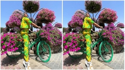 “My first at Miracle Garden Dubai. My Daddy loved this place, so had to be here,” Hina wrote. (Instagram/@realhinakhan)