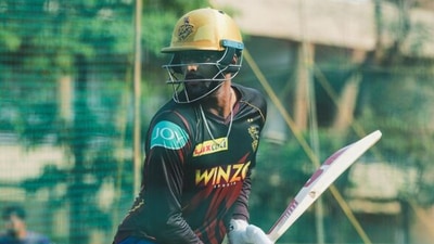 Pratham Singh during a practice session for KKR. (Instagram) Pratham Singh during a practice session for KKR. (Instagram)