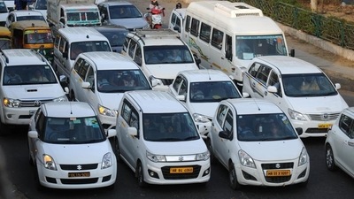Uber cabs in Delhi. (Parveen Kumar/HT photo)