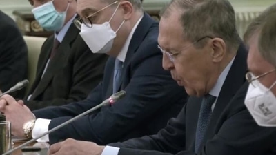 Russian foreign minister Sergey Lavrov holding bilateral talks with Jaishankar in New Delhi. (ANI)