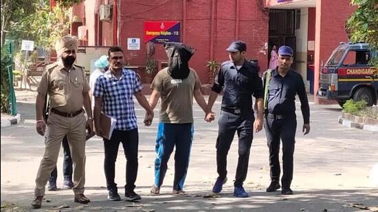 The accused was arrested from his Mohali house on Thursday night following the disclosure of another gang member, Deepak, alias Deepu Banur. (HT Photo)