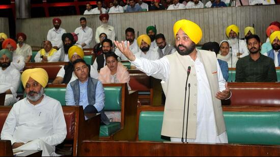 Chief minister Bhagwant Mann on Friday accused the Bharatiya Janata Party-led central government of indulging in vendetta politics in states like Punjab, Delhi and West Bengal where its leadership has miserably failed to get people’s mandate. (Ravi Kumar/HT) Chief minister Bhagwant Mann on Friday accused the Bharatiya Janata Party-led central government of indulging in vendetta politics in states like Punjab, Delhi and West Bengal where its leadership has miserably failed to get people’s mandate. (Ravi Kumar/HT)