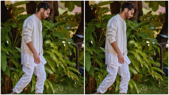 Styled by fashion stylist Anisha Jain, Shahid was photographed walking amidst the greenery.(Instagram/@shahidkapoor)