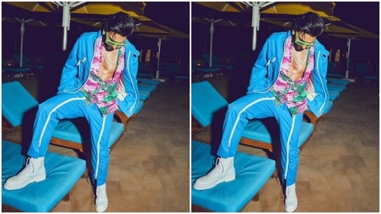 Ranveer played with multiple shades of colours as he posed for pictures in a dimly-lit setup.(Instagram/@ranveersingh)