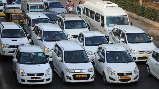 Uber cabs in Delhi.(Parveen Kumar/HT photo)
