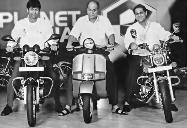 Rahul Bajaj flanked by sons Rajiv(L) and Sanjiv. (Courtesy Rahul Bajaj; An Extraordinary Life by Gita Piramal) Rahul Bajaj flanked by sons Rajiv(L) and Sanjiv. (Courtesy Rahul Bajaj; An Extraordinary Life by Gita Piramal)