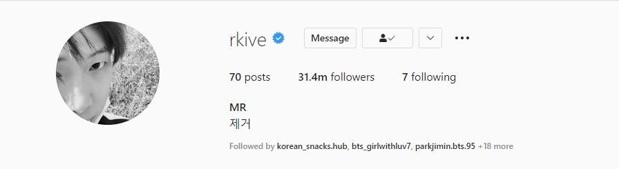 RM also updated his Instagram name and bio.