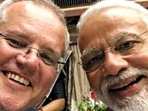Prime Minister Narendra Modi with his Australian counterpart Scott Morrison(Scott Morrison/Twitter) Prime Minister Narendra Modi with his Australian counterpart Scott Morrison(Scott Morrison/Twitter)