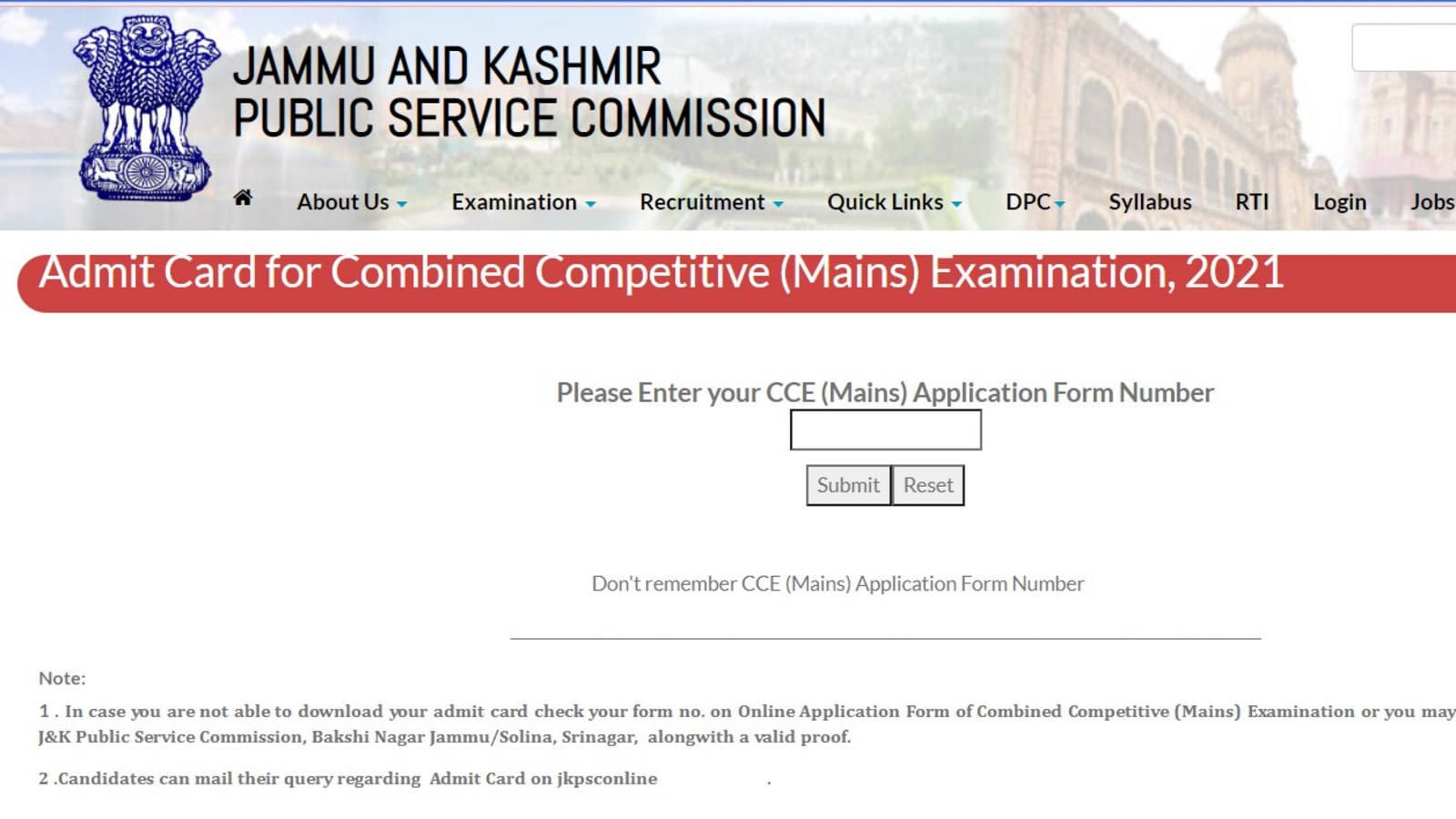 JKPSC CCE Main exam date and admit card released at jkpsc.nic.in