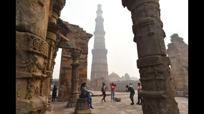 Where stones speak: The Qutub Minar complex in New Delhi. (Sanchit Khanna/Hindustan Times) Where stones speak: The Qutub Minar complex in New Delhi. (Sanchit Khanna/Hindustan Times)